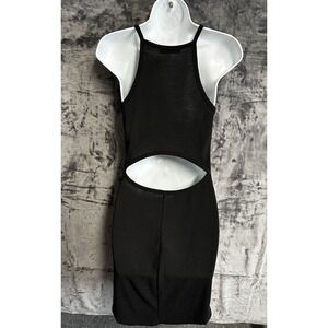 Hollister Women's Small Black Ribbed Open Back Mini Tank Dress Y2K Bodycon Club